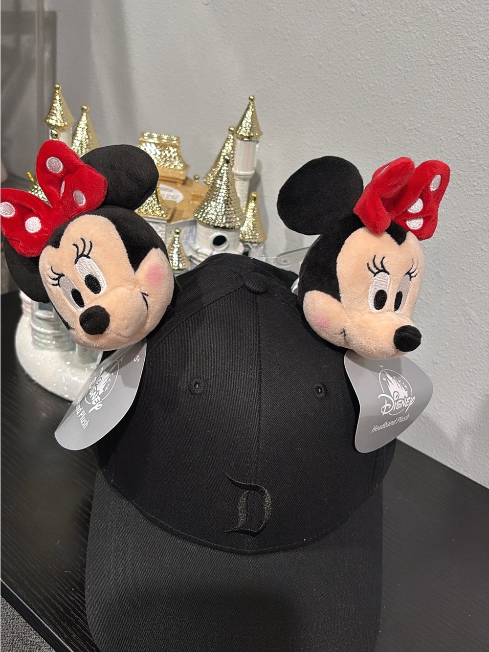 Disney Black Cap with Minnie Plush Ears and Red Bows - NWT!!